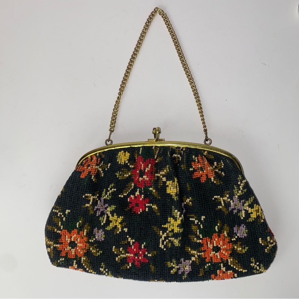 Vintage Carpet Tapestry Brocade Purse Clutch Handbag